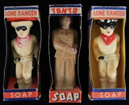 1939 The Lone Ranger & Tonto MIB Castille Soap Figures by Kerk Guild