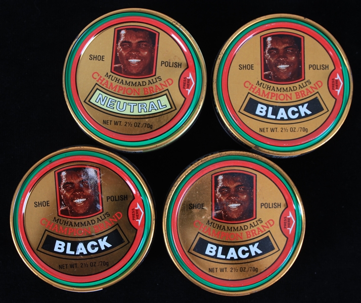 1970s Muhammad Ali World Heavyweight Champion Brand Shoe Polish Collection - Lot of 4