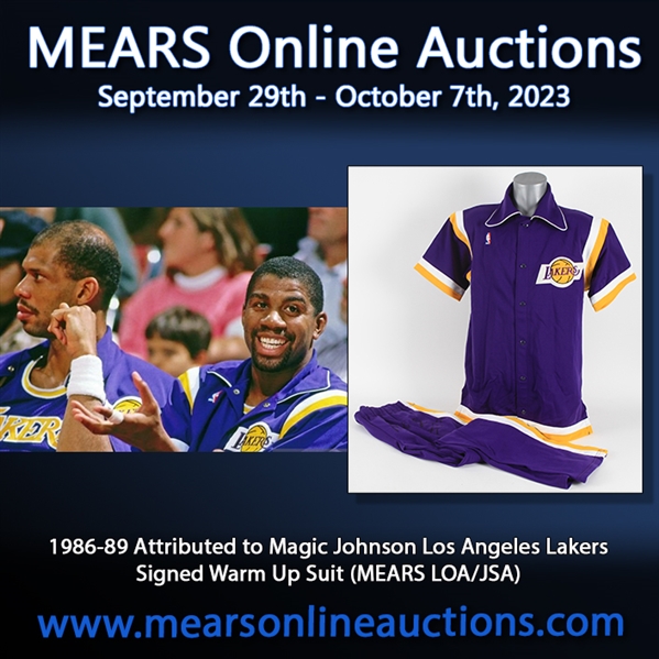 1986-89 Attributed to Magic Johnson Los Angeles Lakers Signed Warm Up Suit (MEARS LOA/JSA)