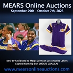 1986-89 Attributed to Magic Johnson Los Angeles Lakers Signed Warm Up Suit (MEARS LOA/JSA)