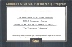2020-21 Zion Williamson New Orleans Pelicans Jordan Animal Instinct Game Worn Sneakers (MEARS LOA/Athetle's Club COA)