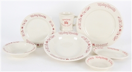 1960s Mickey Mantles Country Cookin Restaurant Dinnerware Collection - Lot of 7 w/ Plates, Bowls, Dish, Tray and Mug