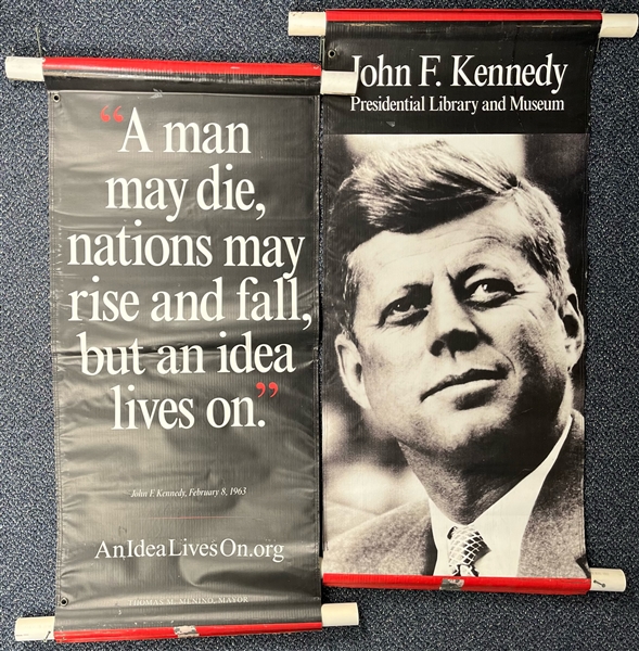 John F. Kennedy Presidential Library and Museum 4 Doublesided  Banners (Lot of 2)