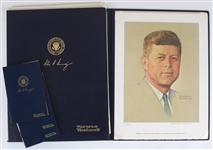 1976 Norman Rockwell 15x20 /2500 JFK Driography Prints and Booklets (Lot of 9)