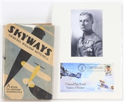 1930-1999 General William "Billy" Mitchell Signed Skyways Hardcover Book and 8"x10" Commemorative Plaque (Lot of 3)