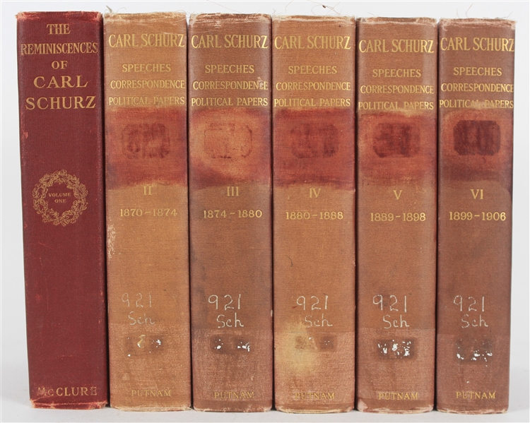 1913 Carl Schurz Speeches, Correspondence and Political Papers Volumes 1-6 (Lot of 6)