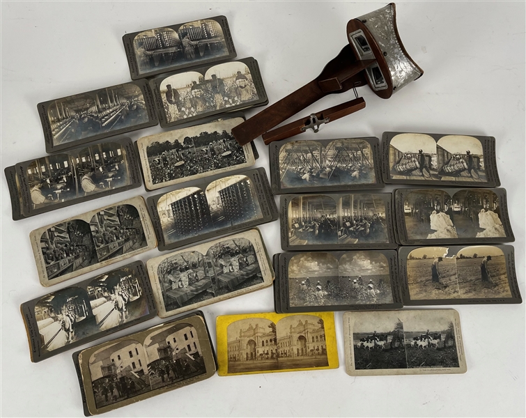 1900s Viewfinder with Photo Cards & Holder - Lot of 48