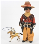 1930s-40s The Lone Ranger 16" Figure and Wind Up Hi-Yo Silver Lariat Toy - Lot of 2