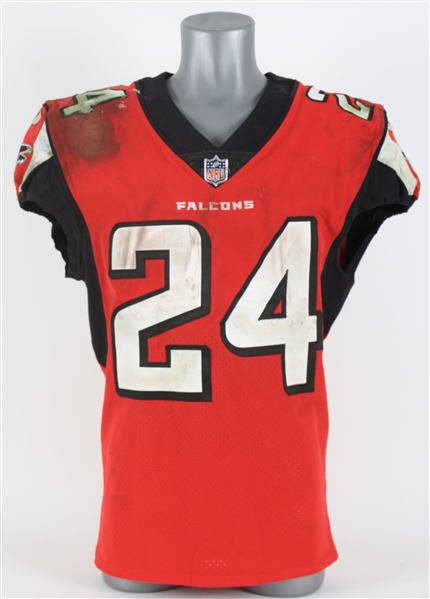 2018 (January 6) Devonta Freeman Atlanta Falcons Wild Card Game Worn Road Jersey (MEARS A10/Athletes Club COA)  