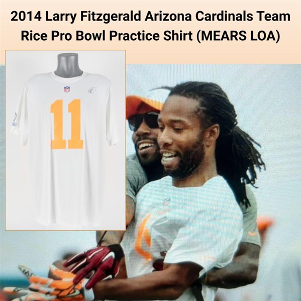 2014 Larry Fitzgerald Arizona Cardinals Team Rice Pro Bowl Practice Worn Shirt (MEARS LOA)