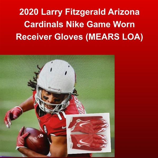 2020 Larry Fitzgerald Arizona Cardinals Nike Game Worn Receiver Gloves (MEARS LOA)