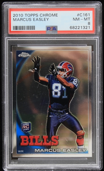 2010 Marcus Easley Buffalo Bills Topps Chrome Trading Card #C161 Graded NM-MT 8 (PSA Slabbed)