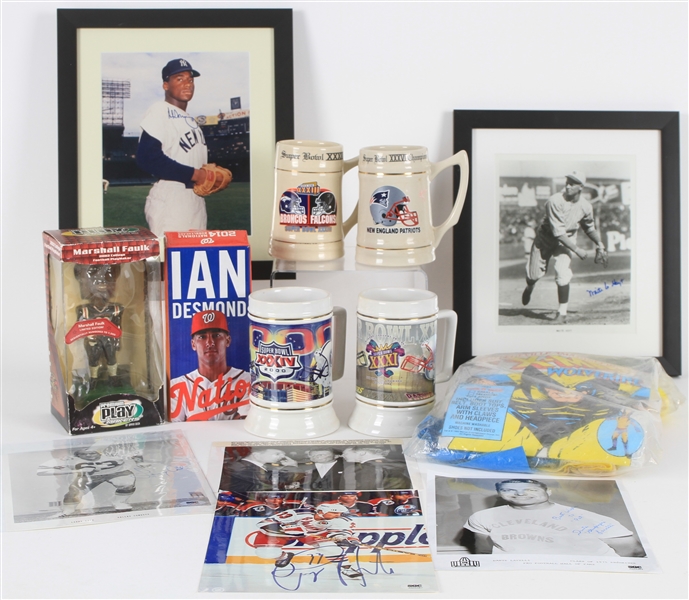 1960s-2000s Baseball Football Americana Collection - Lot of 23 w/ MIB McDonalds Beanie Baby Happy Meal Toys, Super Bowl Ceramic Mugs & More