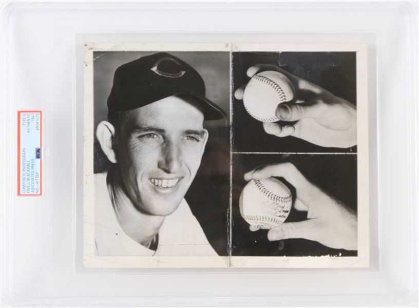 1947 Ewell Blackwell Cincinnati Reds 7" x 9" Type III Associated Press Photo (PSA Slabbed)