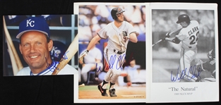 1973-1993 George Brett Kansas City Royals Autographed 5"x7" Color Photo (JSA) (Lot of 3)