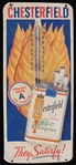 1950s Chesterfield Cigarettes 12.5"x 5.5" Tin Thermometer