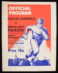 1938 Chicago Cardinals vs Green Bay Packers Official Game Program