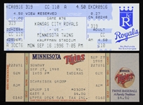 1996-1998 Paul Molitior Minnesota Twins 3000th Hit Ticket and Final Game Ticket (Lot of 2)