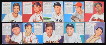 1952 Yogi Berra Casey Stengel New York Yankees Stan Musial St. Louis Cardinals Ralph Kiner Pittsburgh Pirates and More Red Man Chewing Tobacco 3.5"x4" Trading Cards (Lot of 10)