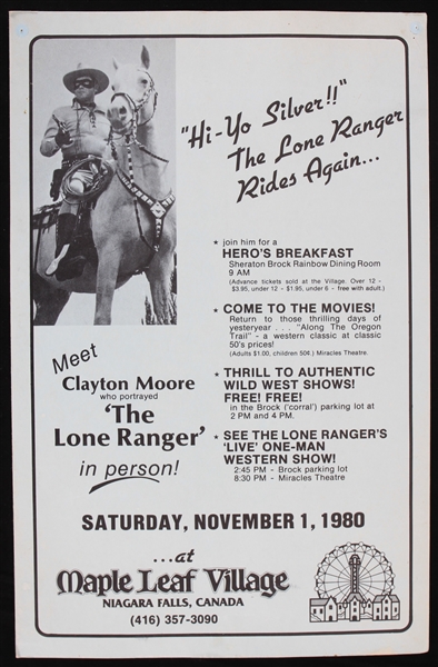 1980 Clayton Moore Lone Ranger Event 11"x17" Flyer