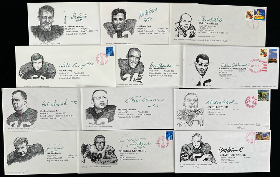 1990s-2000s Jerry Kramer Willie Wood Green Bay Packers and More Autographed Envelopes (Lot of 12) (JSA)