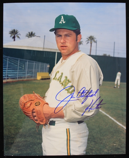 1968-1974 Jim "Catfish" Hunter (d.1999) Oakland Athletics Autographed 8"x10" Color Photo (JSA)