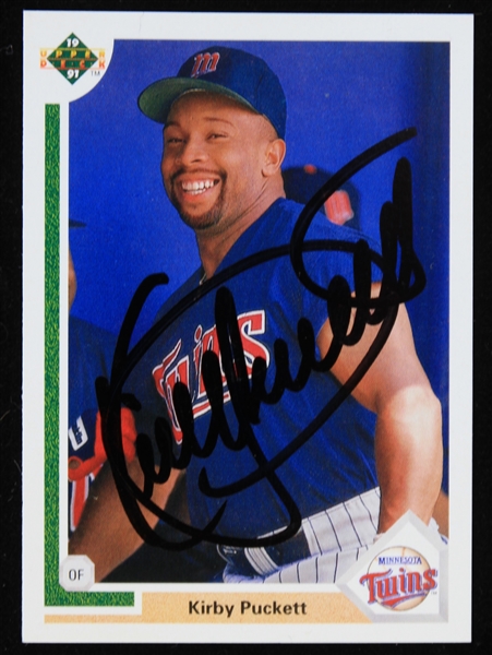 1991 Kirby Puckett (d.2006) Minnesota Twins Autographed Upper Deck Baseball Trading Card #544 (JSA)