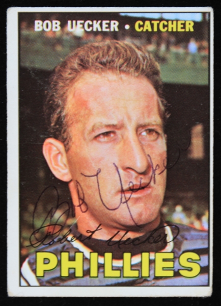 1967 Bob Uecker Philadelphia Phillies Autographed Topps Trading Card #326 (JSA)