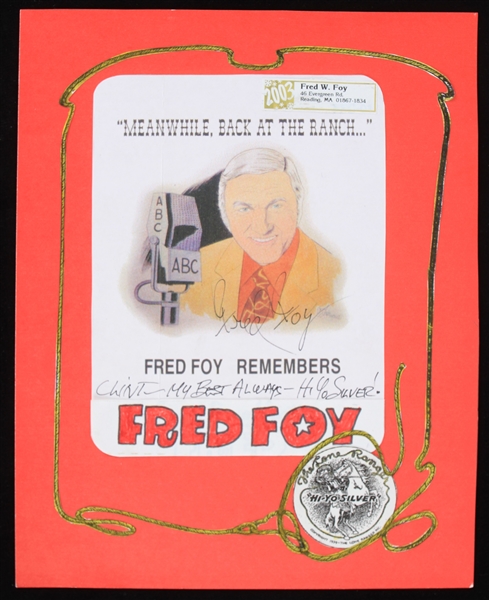 1948-1957 Fred Foy (d.2010) Lone Ranger Radio Narrator Autographed 8"x10" Sketch (JSA)