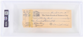 1950 Stanley Hack (d.1979) Chicago Cubs Endorsed Check (PSA Slabbed)