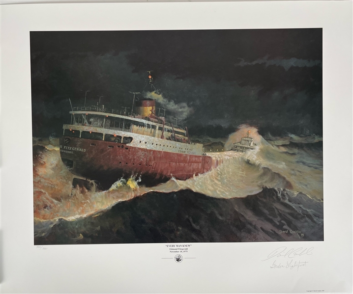 1995 Gordon Lightfoot David Conklin Signed 22" x 28" Edmund Fitzgerald Lithographs - Lot of 2 (JSA)