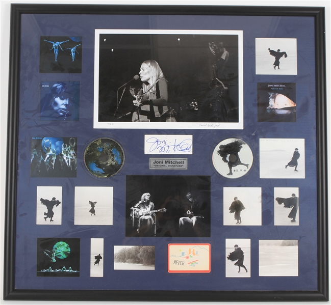 2000s Joni Mitchell 34" x 36" Framed Display w/ Photos, Tour Pass, Signed Cut & More (JSA)
