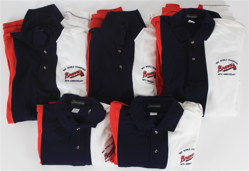 1957 Milwaukee Braves World Series Champions 40th Anniversary Polo Shirts - Lot of 10