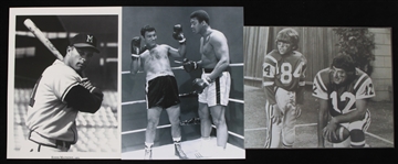 1990s Muhammad Ali Joe Namath Eddie Mathews 8" x 10" Photos - Lot of 3