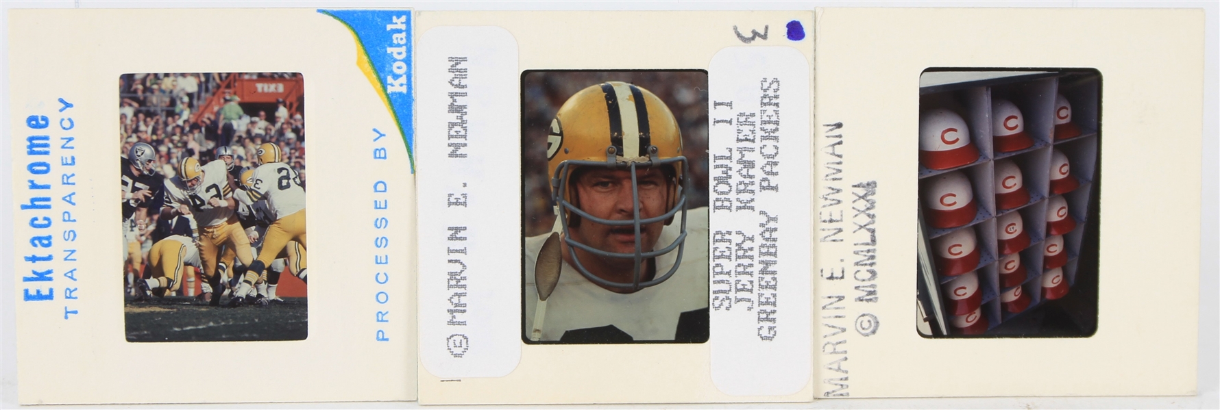 1960s-80s Green Bay Packers Cincinnati Reds 2" x 2" Photo Transparency Slides - Lot of 3