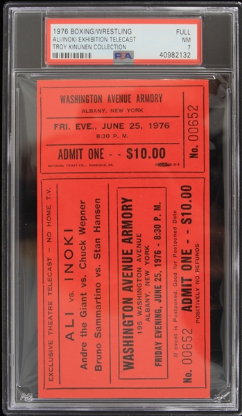 1976 Muhammad Ali Antonio Inoki Closed Circuit Viewing Full Ticket (PSA Slabbed Full NM 7) Troy Kinunen Collection