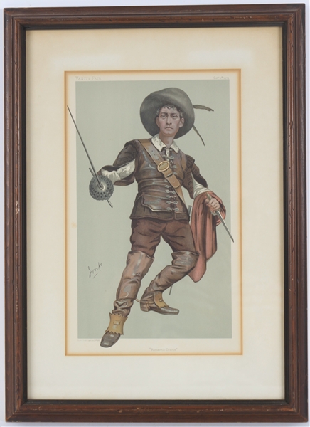 1904 Vanity Fair Lewis Waller Romantic Drama 15" x 21" Framed Original Lithograph