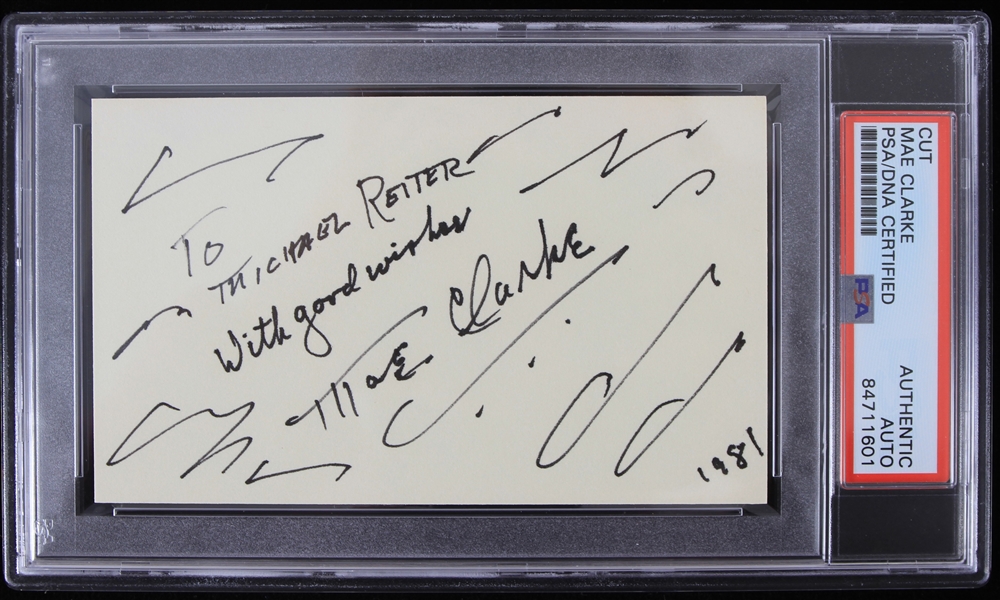 1970s Mae Clarke Original Bride of Frankenstein Signed Cut (PSA Slabbed)