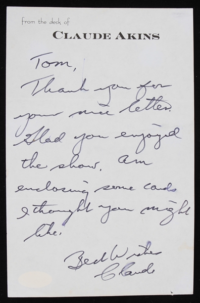 1980s Claude Akins Sheriff Lobo BJ & The Bear Signed Letter *JSA*