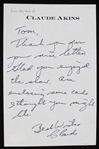 1980s Claude Akins Sheriff Lobo BJ & The Bear Signed Letter *JSA*