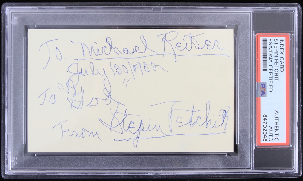 1982 Stepin Fetchit Vaudeville Performer Signed Index Card (PSA Slabbed) 