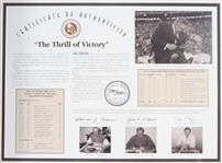 1996 Forrest Gregg Jerry Kramer Vernon Biever Signed 24 x 26 Framed The Thrill of Victory Super Bowl II Photo (JSA/Gallery of Sports Art COA) 130/550