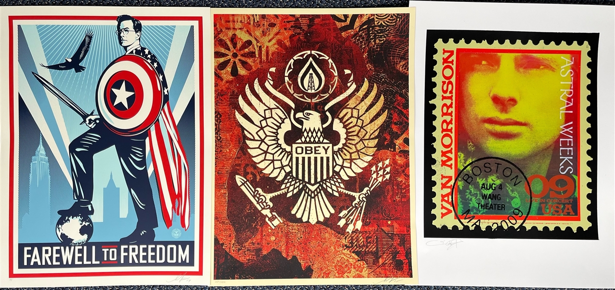 2008-15 Political & Music Poster Collection - Lot of 10 w/ Shepard Fairey Signed, Barack Obama & Van Morrison (JSA)