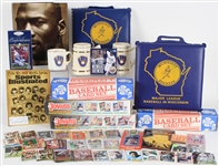 1980s-2000s Milwaukee Brewers Memorabilia Collection - Lot of 1,000+ w/ Trading Cards, 1982 Beer & Coffee Mugs, Milwaukee County Stadium Seat Cushions & More