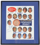1957 Milwaukee Braves Signed 16x20 Framed Poster (JSA)