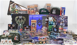1990s-2020s Sports Memorabilia Collection - Lot of 200+ w/ Pins, Patches, Photos, Programs, Pennant & More 