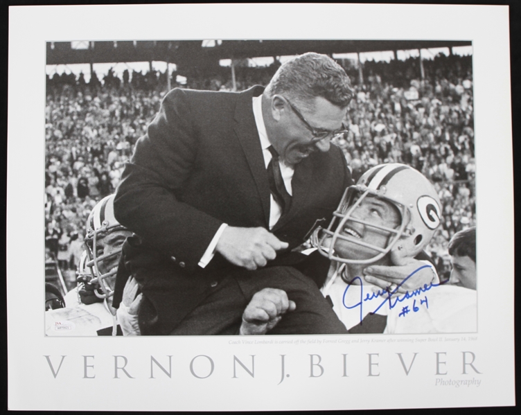 2016 Jerry Kramer Green Bay Packers Signed 16" x 20" Vernon J. Biever Photo *JSA*