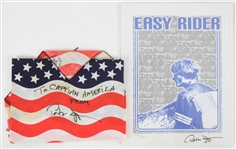 2000s Peter Fonda Signed Easy Rider Print & Harley Davidson Bandana - Lot of 2 (JSA)