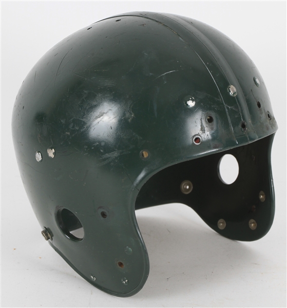 1960s Green Wilson F2000 Game Used Padded Suspension Football Helmet