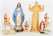 1960s-70s Hartland Molded Religious Figures - Lot of 9 w/ 12" Light Up Virgin Mary, 13" St. Francis & More 